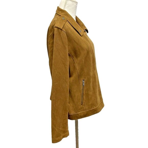 Style & Co Women's  Brown Faux Suede Moto Jacket Size Large - Picture 13 of 16